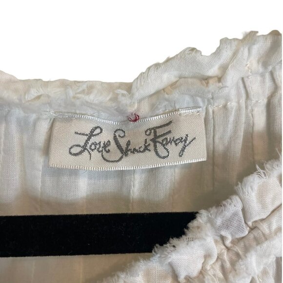 LoveShackFancy Embroidered Popover Ruffle Mini Dress Antique White Size 1 - Picture 4 of 9